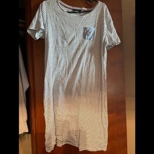 Navy blue strip tee dress